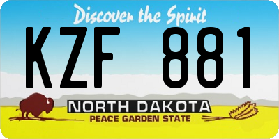 ND license plate KZF881