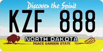 ND license plate KZF888