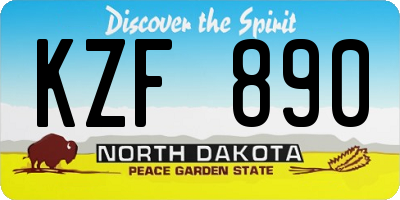 ND license plate KZF890