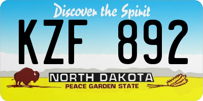 ND license plate KZF892