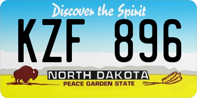 ND license plate KZF896