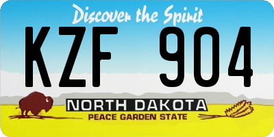 ND license plate KZF904