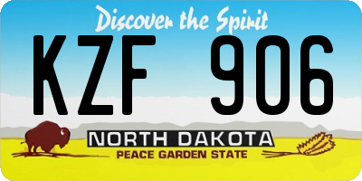 ND license plate KZF906