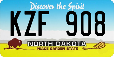 ND license plate KZF908