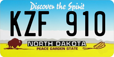 ND license plate KZF910