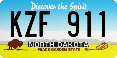 ND license plate KZF911