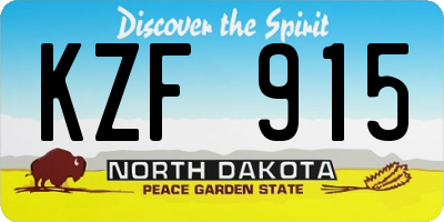 ND license plate KZF915
