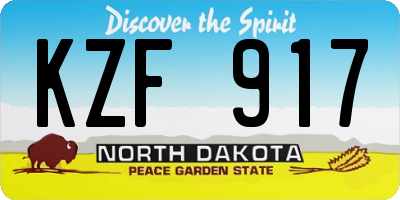 ND license plate KZF917