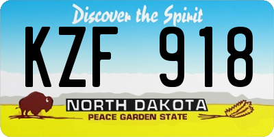 ND license plate KZF918