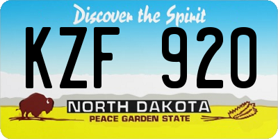 ND license plate KZF920