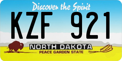 ND license plate KZF921
