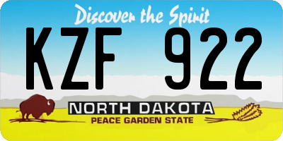 ND license plate KZF922