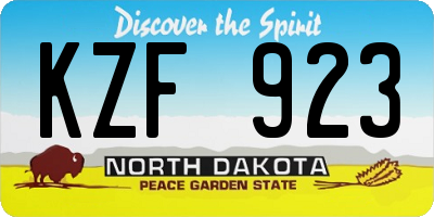 ND license plate KZF923