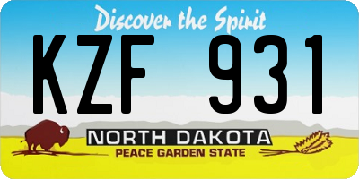 ND license plate KZF931