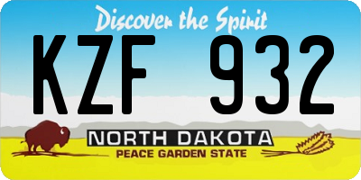 ND license plate KZF932