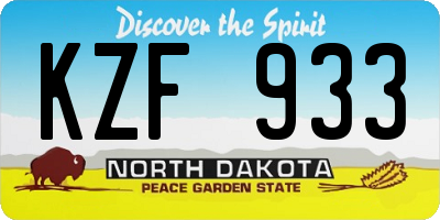 ND license plate KZF933