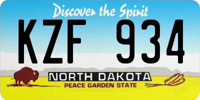 ND license plate KZF934
