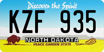 ND license plate KZF935