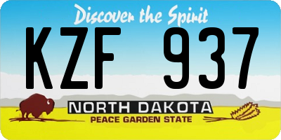 ND license plate KZF937