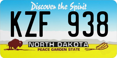 ND license plate KZF938