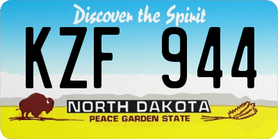 ND license plate KZF944