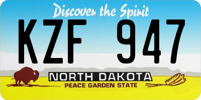 ND license plate KZF947