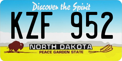 ND license plate KZF952