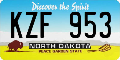 ND license plate KZF953