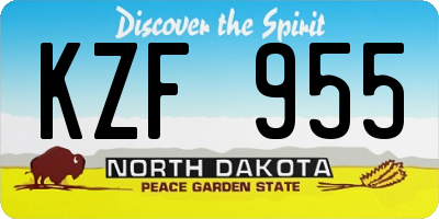 ND license plate KZF955