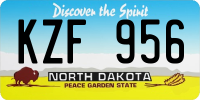 ND license plate KZF956