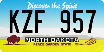 ND license plate KZF957