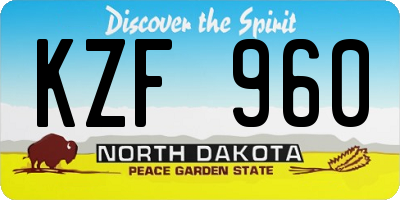 ND license plate KZF960