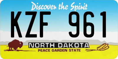 ND license plate KZF961
