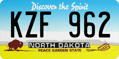 ND license plate KZF962