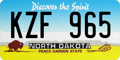ND license plate KZF965