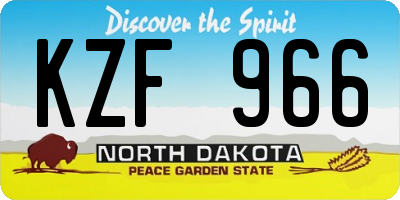 ND license plate KZF966