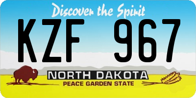 ND license plate KZF967
