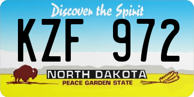 ND license plate KZF972