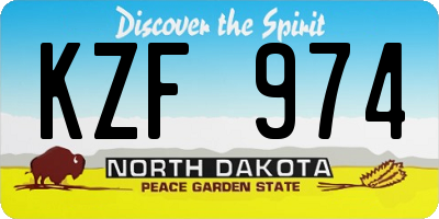 ND license plate KZF974