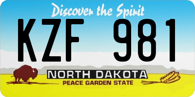 ND license plate KZF981