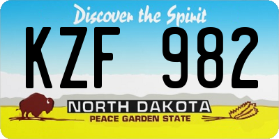 ND license plate KZF982