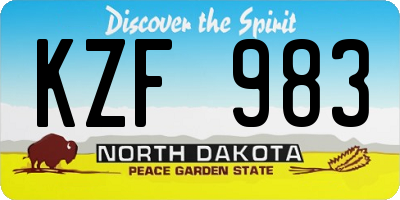 ND license plate KZF983
