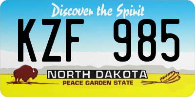 ND license plate KZF985