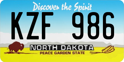 ND license plate KZF986