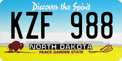 ND license plate KZF988