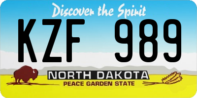 ND license plate KZF989