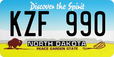 ND license plate KZF990