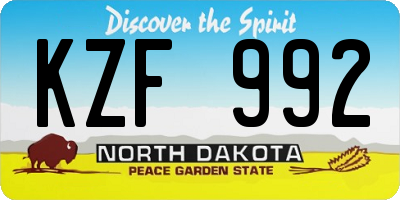 ND license plate KZF992