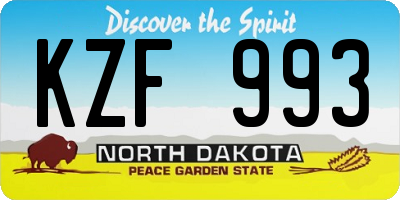 ND license plate KZF993