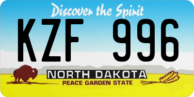 ND license plate KZF996